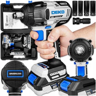 Klucz Udarowy Bezszczotkowy Deko 20V 350Nm 1/2 Z Aku, Ładowarką I Nasadkami
