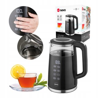 Czajnik Bezprzewodowy Szklany 1,7L 2200W Dotyk.Temp. 13 Poziomów 4 Programy
