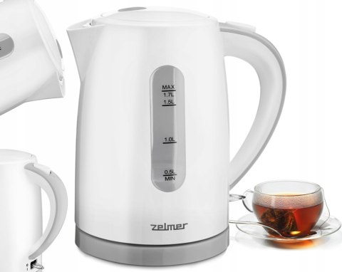 Czajnik Bezprzewodowy Zelmer 2200W 1,7L - Obrotowa Podstawa, Płaska Grzałka