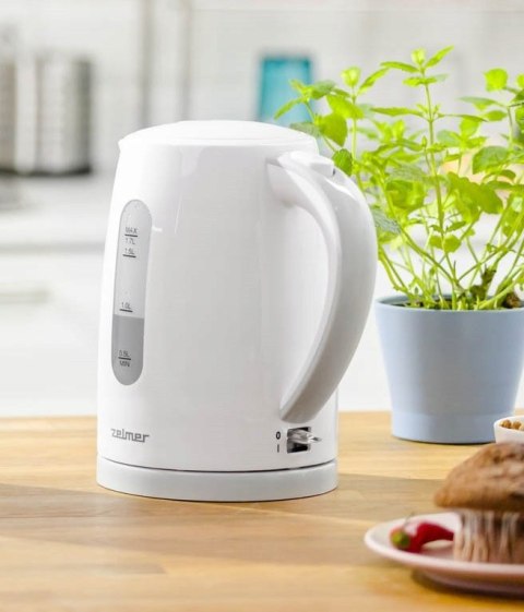 Czajnik Bezprzewodowy Zelmer 2200W 1,7L - Obrotowa Podstawa, Płaska Grzałka