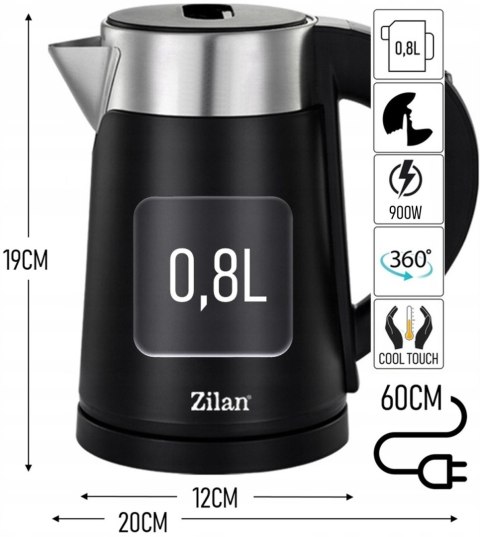 Czajnik Elektryczny Cool Touch 900W 0,8L - Turystyczny, Cichy, Stalowy