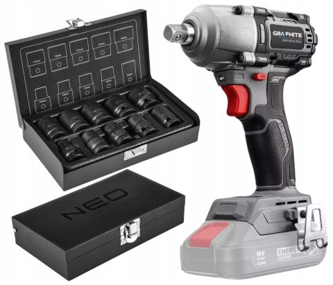 Klucz Udarowy Bezszczotkowy 450Nm Energy+ Z Nasadkami 1/2 10-24 Mm 10 Szt