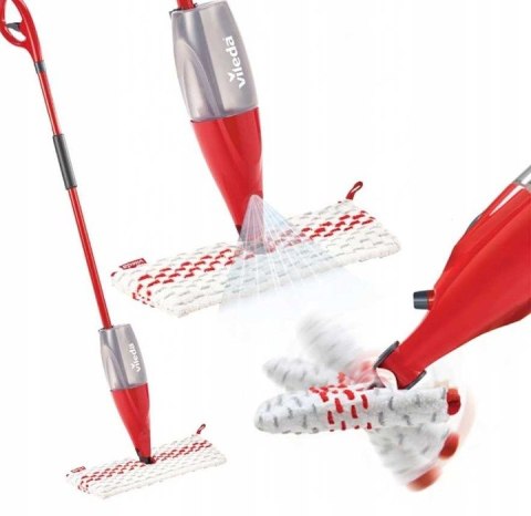 Vileda Mop 1-2 Spray Max - Obrotowa Głowica, Dwustronna Mikrofibra, 750 Ml