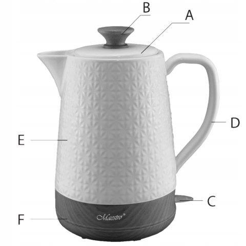 Czajnik Ceramiczny Elektryczny Maestro Mr-076 1,8L 1800W Auto Wyłączanie