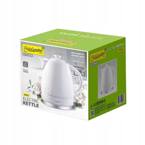 Czajnik Ceramiczny Maestro Mr-073 1,5L 1200W Bezprzewodowy Auto Wyłączenie