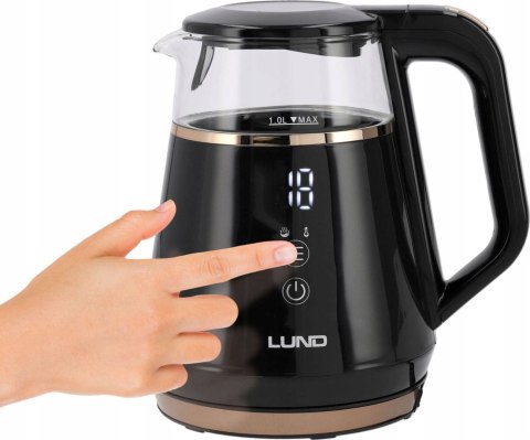 Czajnik Elektryczny Lund 1L 1100W Z Regulacją 40-100°C, Led, Cool Touch
