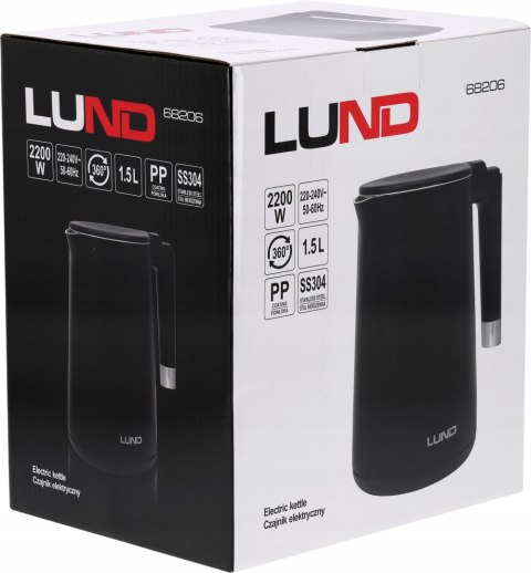 Czajnik Elektryczny Lund 2200W 1,5L Czarny Cool Touch Podwójne Ścianki