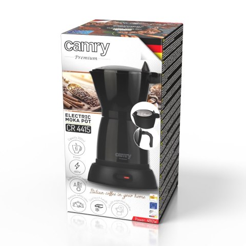 Kawiarka Elektryczna 300 Ml 6 Filiżanek Espresso 480W Obrotowa Podstawa