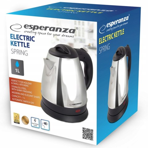 Szybki Czajnik Elektryczny Bezprzewodowy Esperanza 1L 1350W Stal Nierdzewna