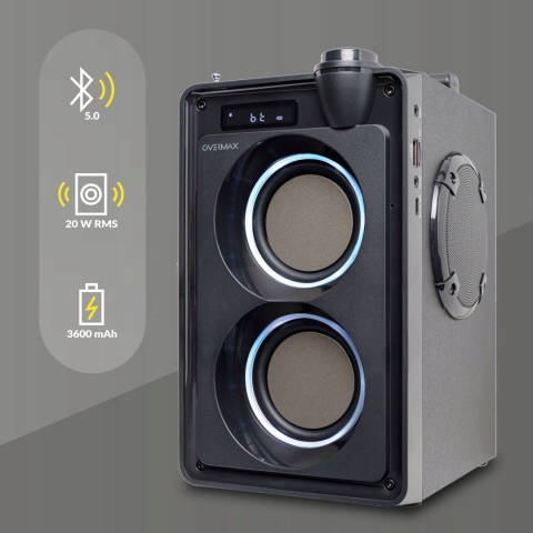 Bezprzewodowy Głośnik Bluetooth 20W z Radiem, LED i Karaoke