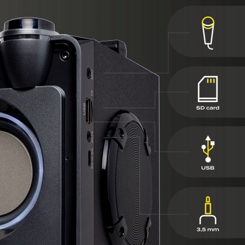 Bezprzewodowy Głośnik Bluetooth 20W z Radiem, LED i Karaoke