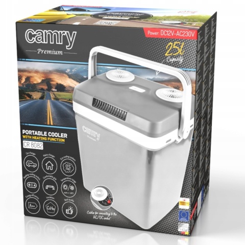 Elektryczna lodówka turystyczna Camry CR8O-8, 25L, 12V/230V, grzanie/chłodzenie