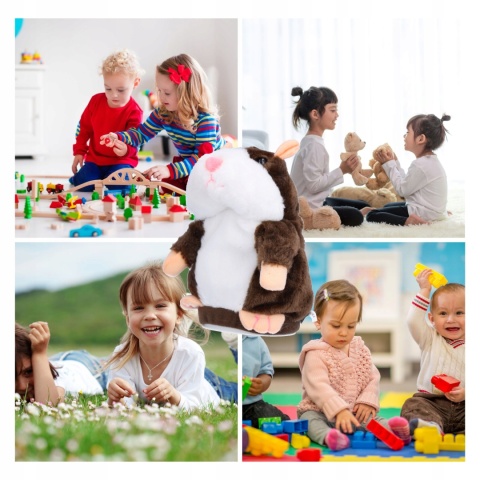 Interaktywny Chomik Pluszak Powtarzający Dźwięki Zabawka Edukacyjna 16Cm