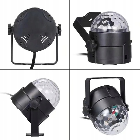 Reflektor RGB LED Kula Dyskotekowa z Pilotem - Efekty Świetlne na Imprezę