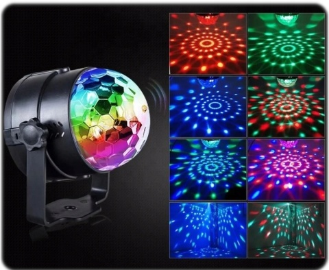 Reflektor RGB LED Kula Dyskotekowa z Pilotem - Efekty Świetlne na Imprezę