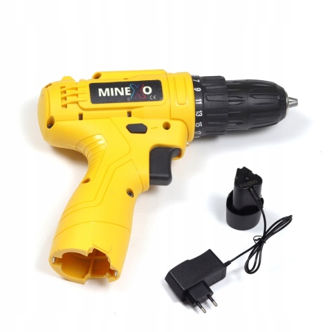 Wiertarko-Wkrętarka Akumulatorowa 12V z 2 Aku, 25 Biegów, LED, MINEXO