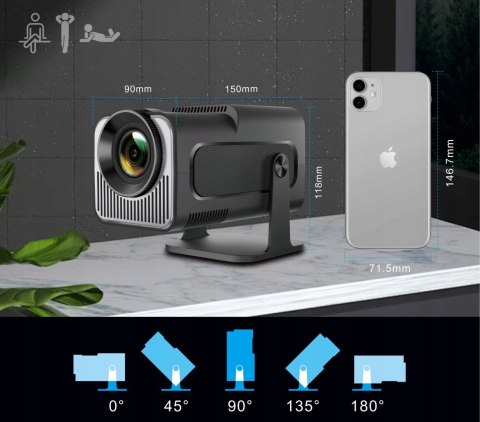 Inteligentny Projektor Mini Led 720P Z Android, Wifi I Korekcją Obrazu