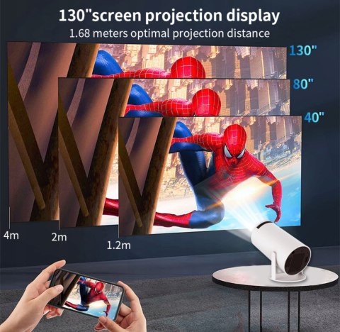 Mini Projektor 4K Wifi Android 11 Z Bluetooth, Obracany, Przenośny Hd