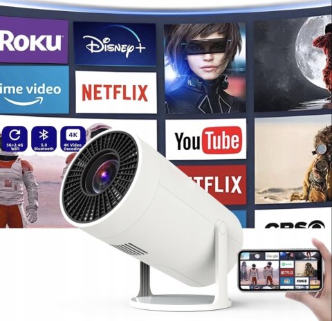 Mini Projektor 4K Wifi Android 11 Z Bluetooth, Obracany, Przenośny Hd