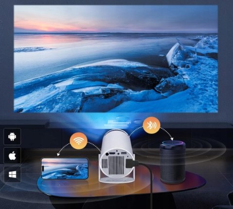 Mini Projektor Android Tv 4K - Wifi, Przenośny, Obrotowy Smart Głośnik
