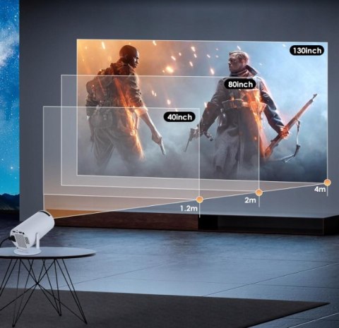 Mini Projektor Android Tv 4K - Wifi, Przenośny, Obrotowy Smart Głośnik