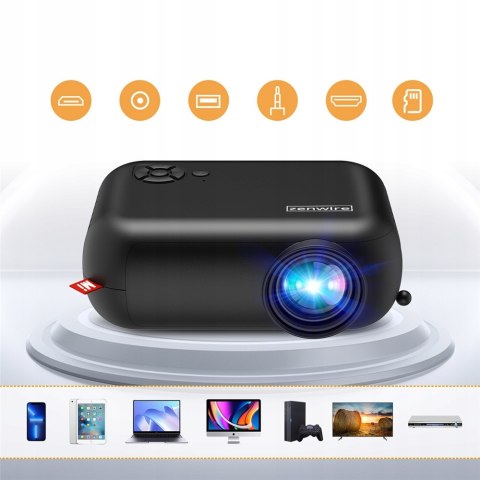 Mini Projektor Led Zenwire A10 Full Hd Wifi 1800Lm Przenośny Głośnik