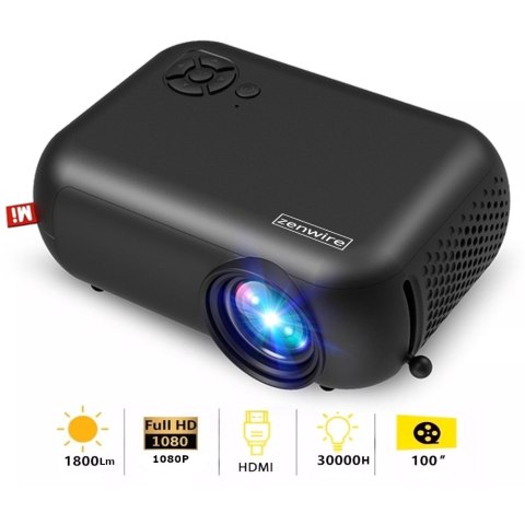 Mini Projektor Led Zenwire A10 Full Hd Wifi 1800Lm Przenośny Głośnik