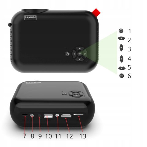 Mini Projektor Led Zenwire A10 Full Hd Wifi 1800Lm Przenośny Głośnik