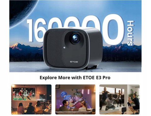 Projektor Lcd Etoe E3 Pro 1080P, 600Ansi, Android Tv 11, Netflix