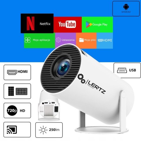 Projektor Led Lertz™ Hy300 Pro, 4K, Android 11, Wi-Fi, Bluetooth, 250 Lumen