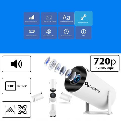 Projektor Lertz™ Full Hd 4K Smart Tv Z Wi-Fi, Bluetooth I Pilotem