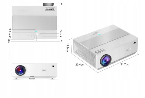 Projektor Zenwire E600h Android 9.0 Full Hd 4K, 13500Lm, Wifi, Bluetooth