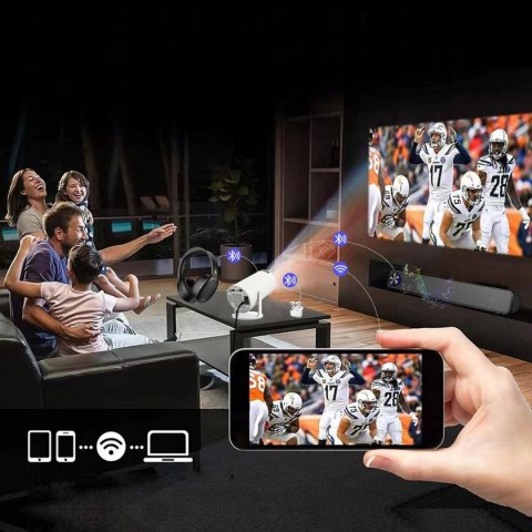 Przenośny Mini Projektor Android 12 Full Hd 4K Wifi6 Bluetooth Rzutnik 360