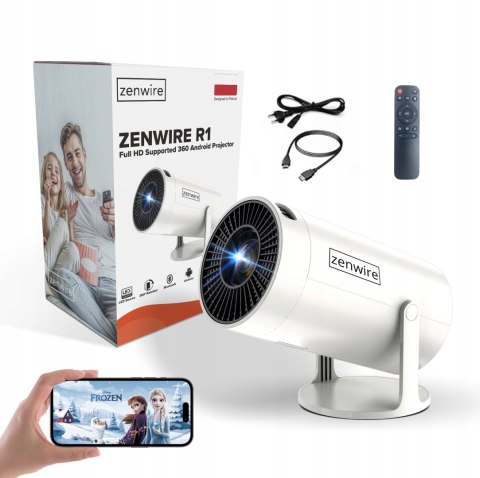 Przenośny Mini Projektor Android 12 Full Hd 4K Wifi6 Bluetooth Rzutnik 360