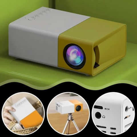 Przenośny Mini Projektor Led Full Hd Z Pilotem, Bluetooth I Zasilaczem Usb