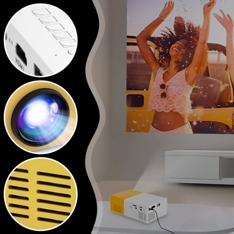 Przenośny Mini Projektor Led Full Hd Z Pilotem, Bluetooth I Zasilaczem Usb