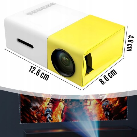 Przenośny Mini Projektor Led Full Hd Z Pilotem, Bluetooth I Zasilaczem Usb