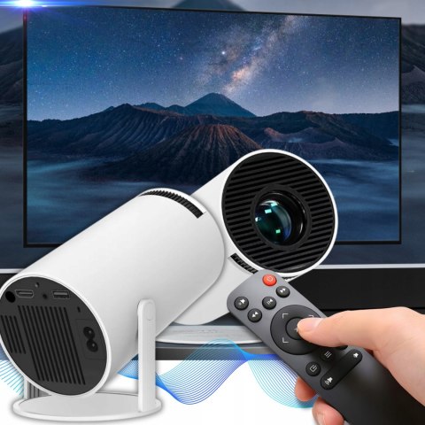 Przenośny Projektor 4K Smart Tv Z Androidem 11, 130 Cali, Wi-Fi, Biały