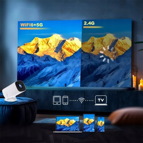 Mini Projektor Smart Tv Android12 1080P 180° Obrót Auto Korekcja 5G Bt Wifi