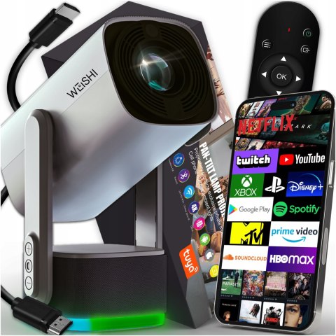 Mini Projektor Weishi Viutube 2, Full Hd, Android 11, Wi-Fi 6, 150 Min