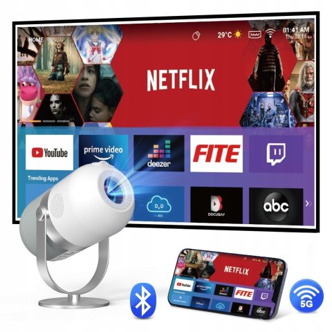 Mini Projektor Zenwire H6 360 Z Android 9.0, Wifi, Full Hd, Mobilny Rzutnik