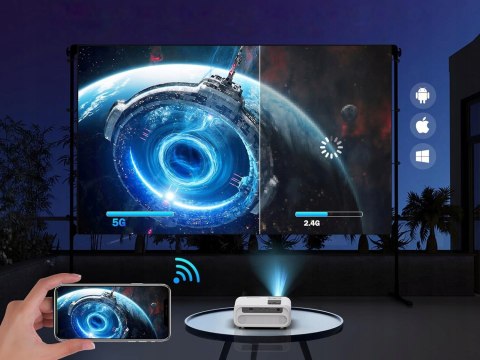 Mini Przenośny Projektor Full Hd 4K Wifi 7500Lm Hdmi/Usb Bluetooth Do Domu
