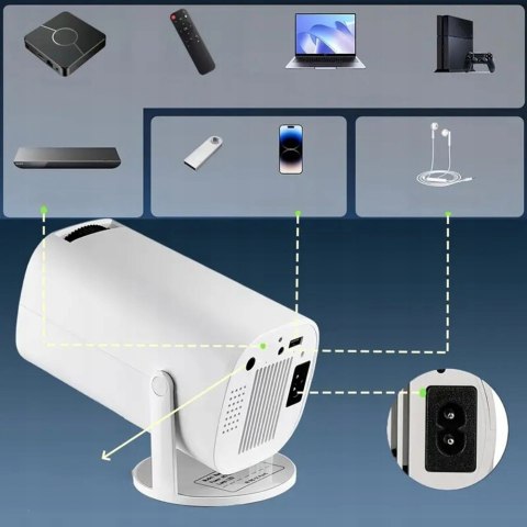 Obrotowy Mini Projektor 1080P 180° Wifi, Bluetooth Smart Tv, Android12