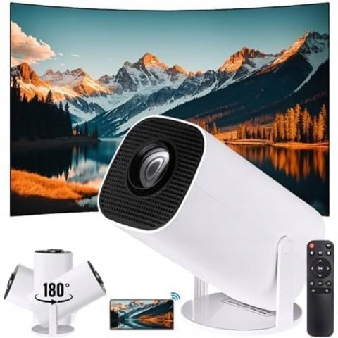 Projektor 1080P Android 12 Obrotowy 180° 5G/Wifi Przenośny Auto Korekcja