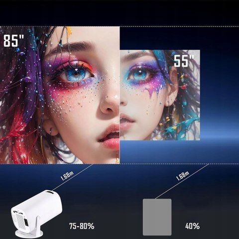 Projektor 1080P Android 12 Obrotowy 180° 5G/Wifi Przenośny Auto Korekcja