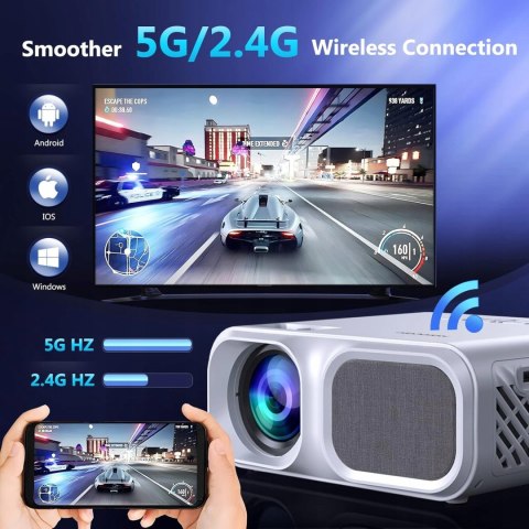 Projektor Full Hd 1080P 9800 Lm 5G Wi-Fi Bluetooth 5.1 350 Cal Domowe Kino