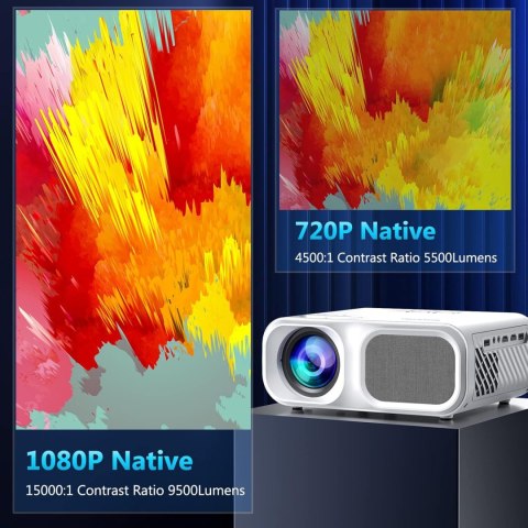 Projektor Full Hd 1080P 9800 Lm 5G Wi-Fi Bluetooth 5.1 350 Cal Domowe Kino
