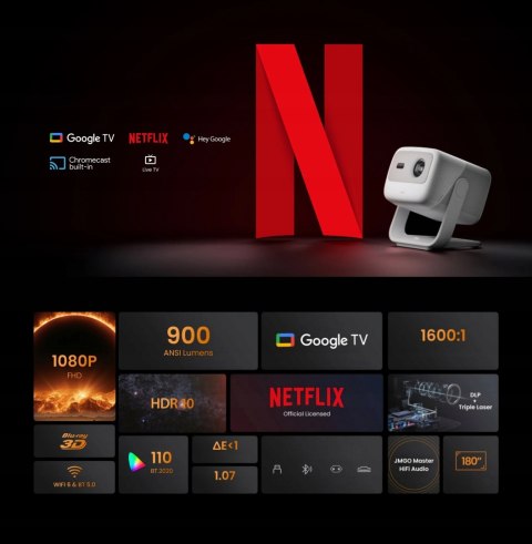 Projektor Jmgo N1s 1080P 900 Ansi Lumenów Z Google Tv I Dynaudio