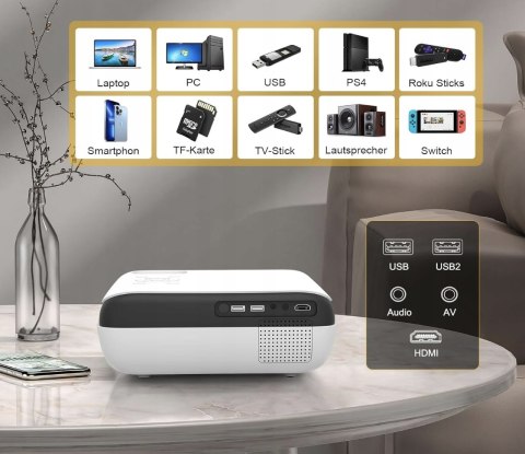 Projektor Rzutnik Full Hd 4K Led 9500Lm Bluetooth 5.1 50-200 Cali Kino