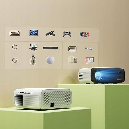 Yoton Y6 Projektor 1080P/4K, 18000 Lumenów, Bluetooth, 200 Cali, Statyw